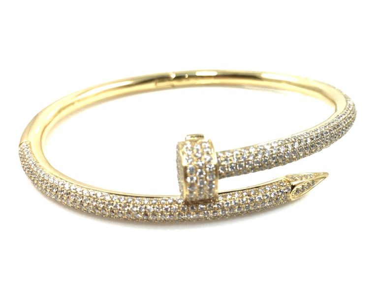 3.50 Carats Diamonds in 18k Yellow Gold Nail Bracelet